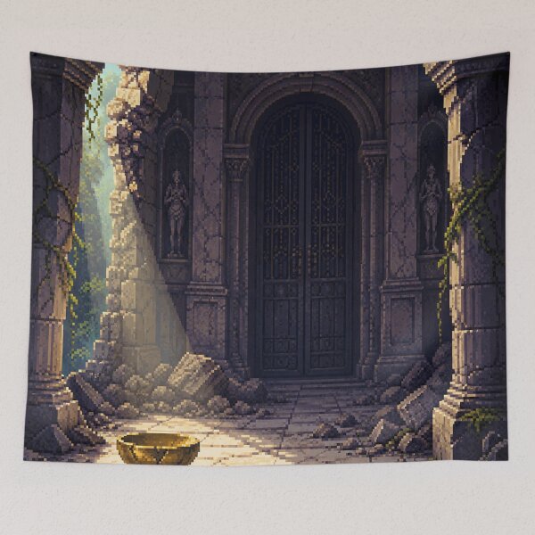 Aperçu de l'œuvre Pixel art de dark fantasy : Cathédrale désolée créée et vendue par bapupa.