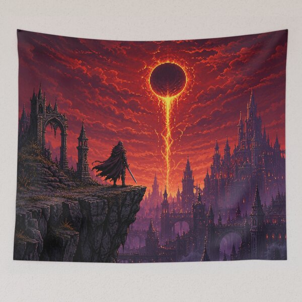 Aperçu de l'œuvre Pixel art fantastique sombre : Eclipse Overlook créée et vendue par bapupa.