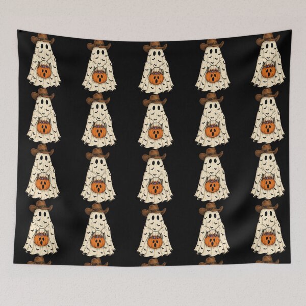 Item preview, Vintage Halloween Spooky Ghost Cowboy Pumpkin designed and sold by Timeless Bond Designs.