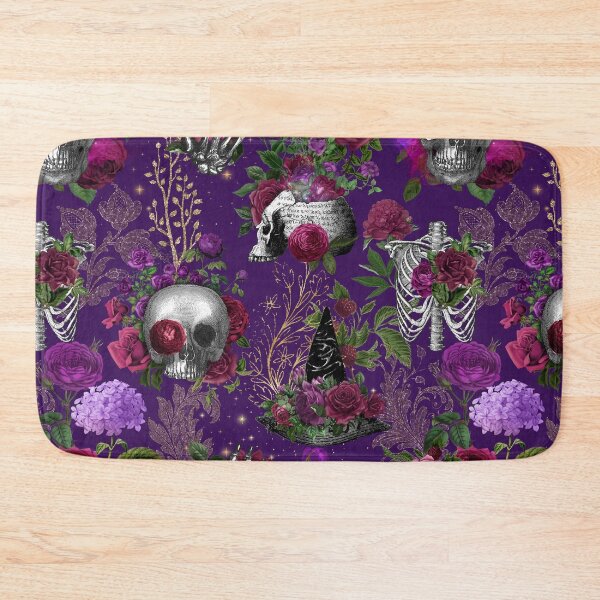 Item preview, Witch Skull Maximalist Boho Chic Floral Pattern for Halloween and Summerween - Purple  designed and sold by CanisArtStudio.