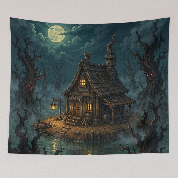 Item preview, Dark Fantasy Pixel Art: Shadowed Marsh Grove designed and sold by bapupa.