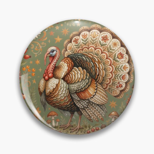 Artikelvorschau, Thanksgiving Folk Art Turkey - Rustic Autumn Harvest Design entworfen und verkauft von BackTWO.