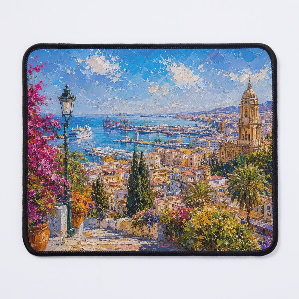 Item preview, Malaga, Spain – a painting of a summer day in this beautiful European city. designed and sold by GalleryKauffeld.