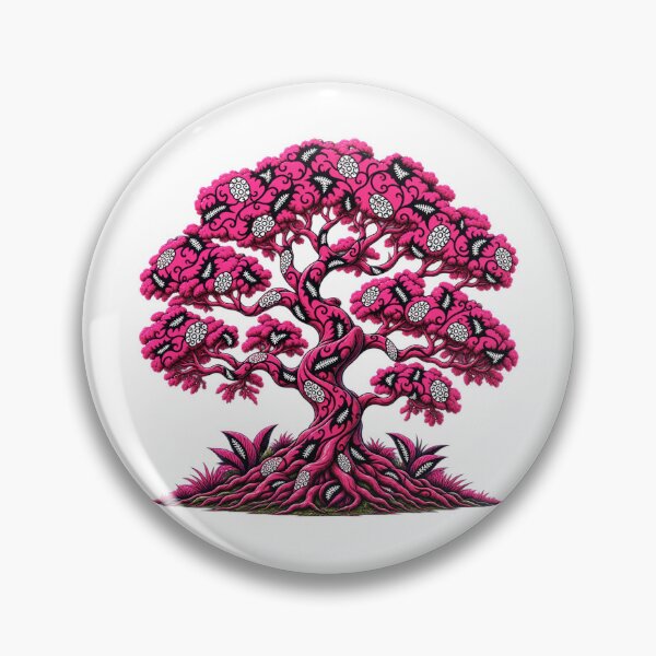 Item preview, Pink African Pattern Tree of Life – Bold Tribal Botanical Art Description designed and sold by Awarrie.