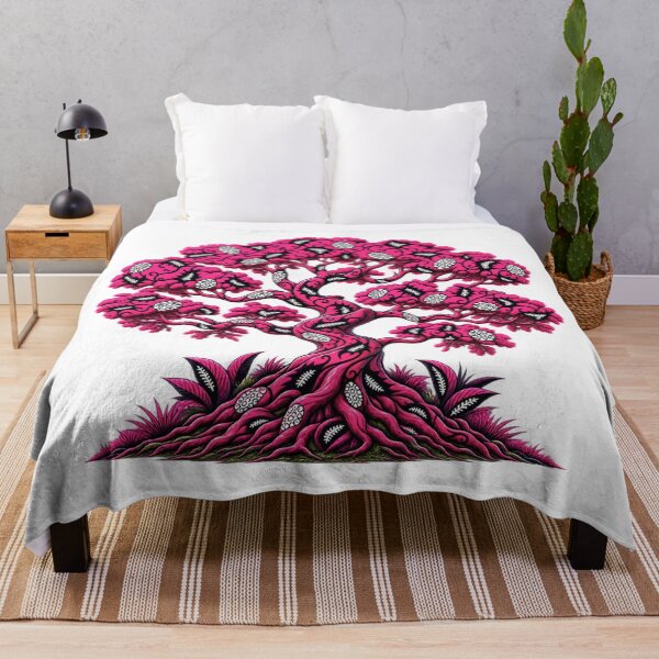 Item preview, Pink African Pattern Tree of Life – Bold Tribal Botanical Art Description designed and sold by Awarrie.