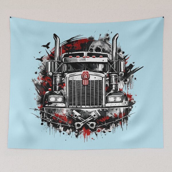 Item preview, Dark Grunge Semi Truck - Skull & Crossed Pistons Art designed and sold by NomadForge.