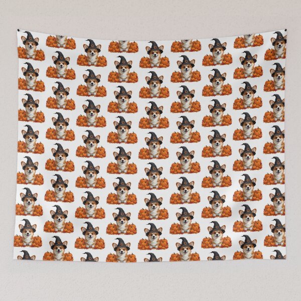Item preview, Cute Corgi Witch with Pumpkins – Halloween Dog Art designed and sold by Luna & Cleo Creative.