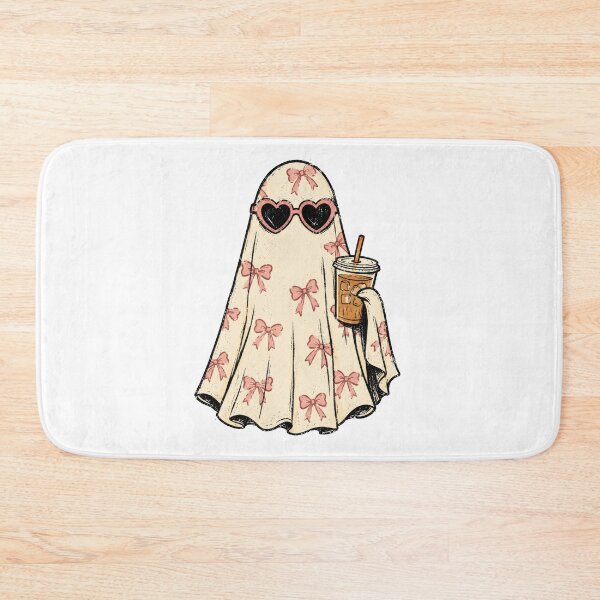 Item preview, Vintage Halloween Spooky Ghost Coquette Pink Bow Coffee designed and sold by Timeless Bond Designs.