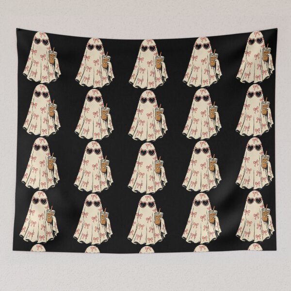 Item preview, Vintage Halloween Spooky Ghost Coquette Pink Bow Coffee designed and sold by Timeless Bond Designs.