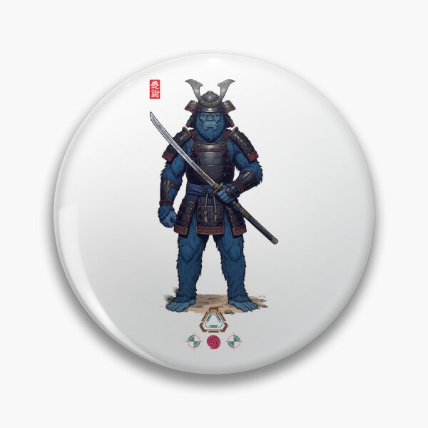 Item preview, Blue Samurai Ape Warrior in Detailed Armor with Tachi Sword designed and sold by Whimsy Trail Co.