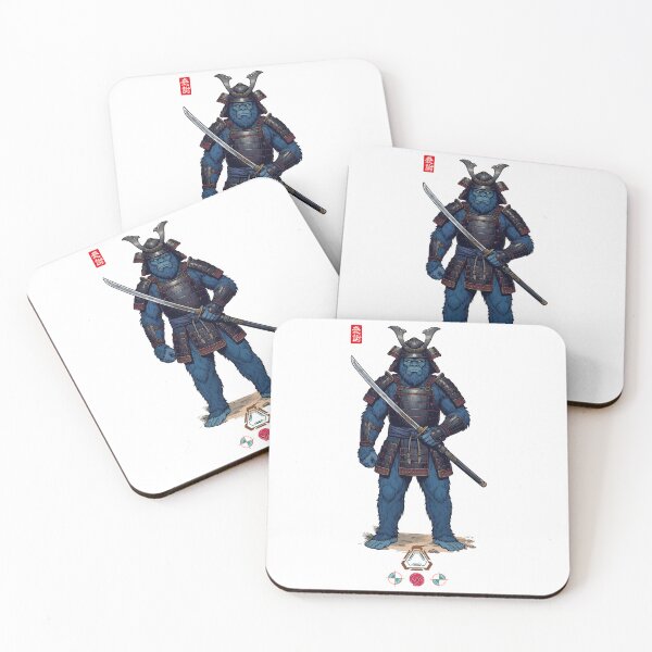 Item preview, Blue Samurai Ape Warrior in Detailed Armor with Tachi Sword designed and sold by Whimsy Trail Co.