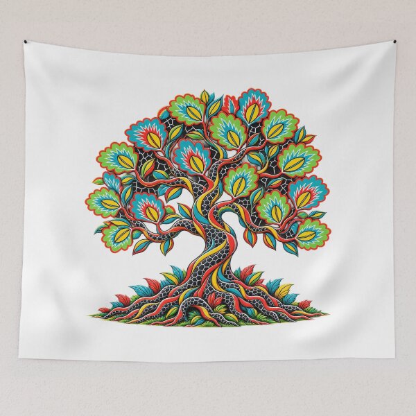 Item preview, Colorful Floral Tree of Life – Vibrant African Inspired Botanical Art designed and sold by Awarrie.