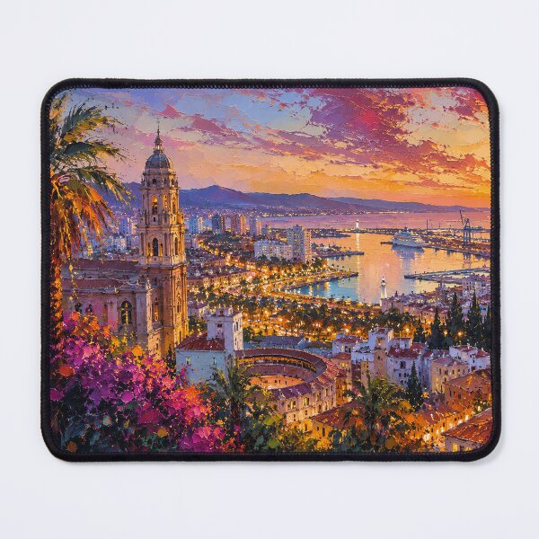 Item preview, A painting of Malaga by night, Spain – A Beautiful city in Europe. designed and sold by GalleryKauffeld.