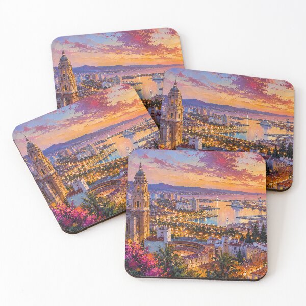 Item preview, A painting of Malaga by night, Spain – A Beautiful city in Europe. designed and sold by GalleryKauffeld.