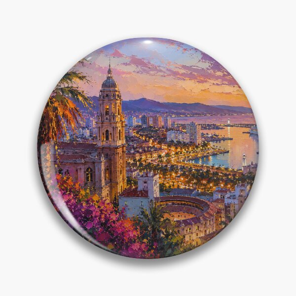 Item preview, A painting of Malaga by night, Spain – A Beautiful city in Europe. designed and sold by GalleryKauffeld.