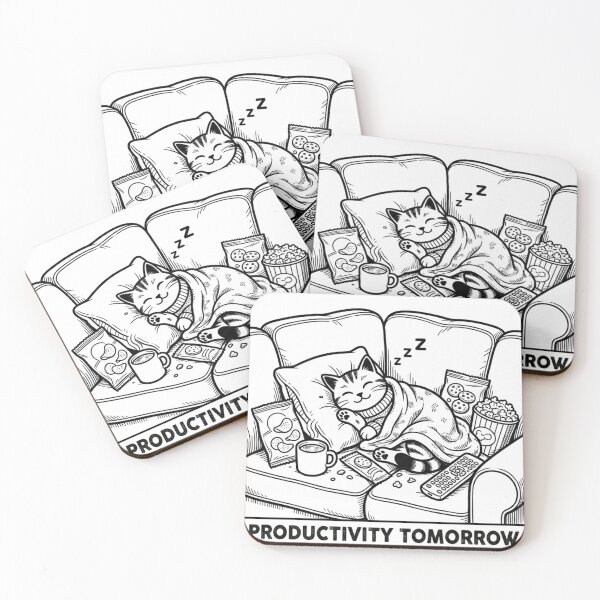 Item preview, Productivity Tomorrow Sleeping Cat designed and sold by Meow-gical Wear.