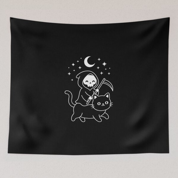 Item preview, Cute Grim Reaper with black cat Kawaii Goth designed and sold by OH-MY-GOTH.