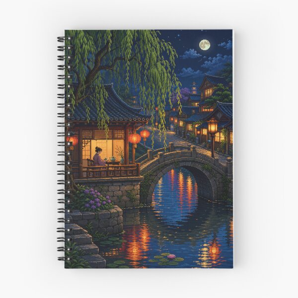 Item preview, Pixel Art Cityscape: Canal Side Twilight designed and sold by bapupa.