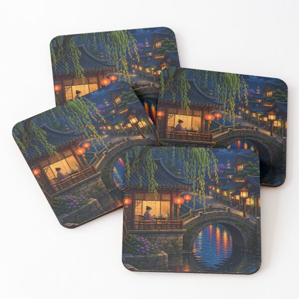Item preview, Pixel Art Cityscape: Canal Side Twilight designed and sold by bapupa.