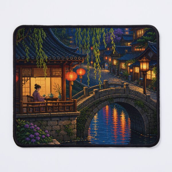 Item preview, Pixel Art Cityscape: Canal Side Twilight designed and sold by bapupa.