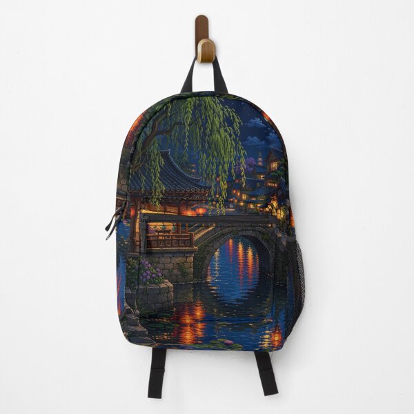 Item preview, Pixel Art Cityscape: Canal Side Twilight designed and sold by bapupa.