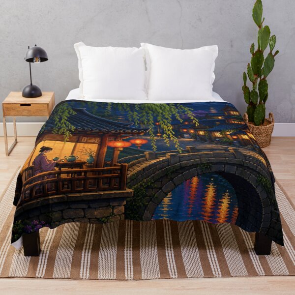 Item preview, Pixel Art Cityscape: Canal Side Twilight designed and sold by bapupa.