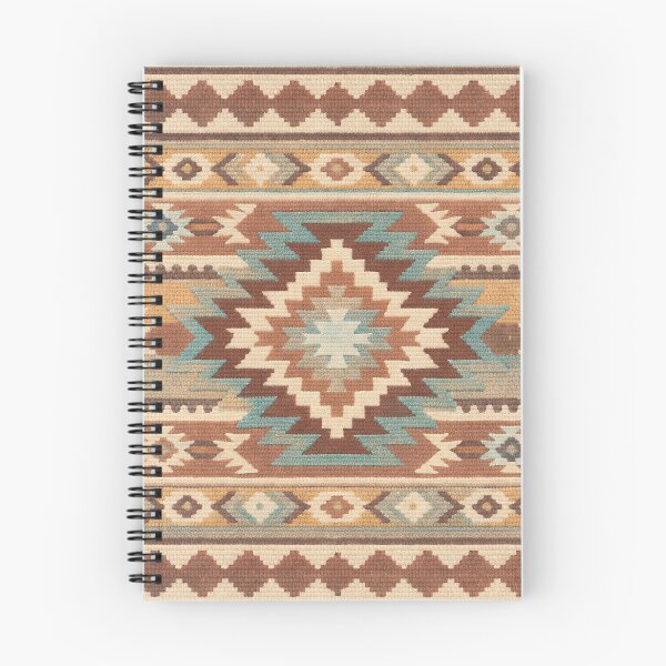 Item preview, Earthy brown & turquoise Southwestern kilim rug pattern designed and sold by Anne Londez Studio.