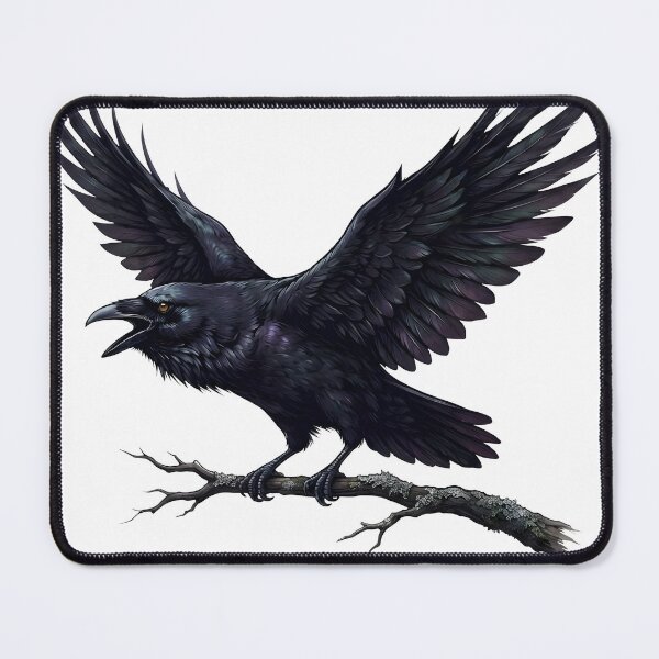 Item preview, Dark Gothic Raven Crow on Branch Vintage Illustration designed and sold by OH-MY-GOTH.