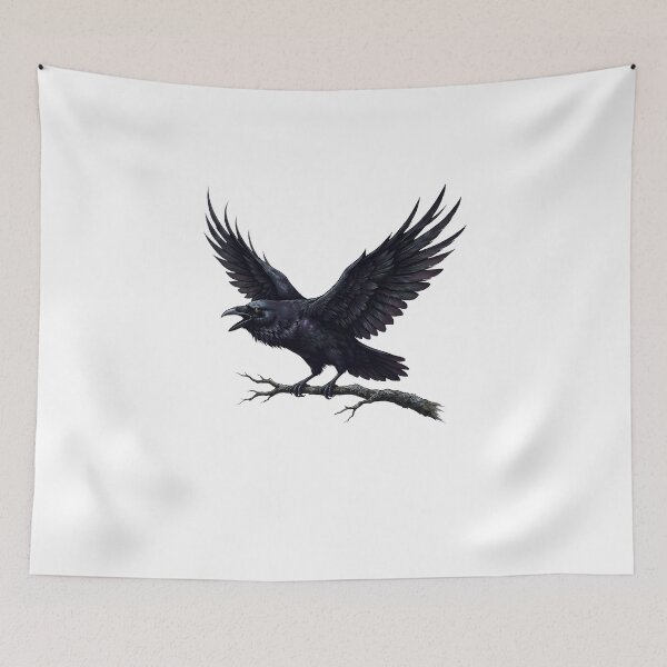 Item preview, Dark Gothic Raven Crow on Branch Vintage Illustration designed and sold by OH-MY-GOTH.