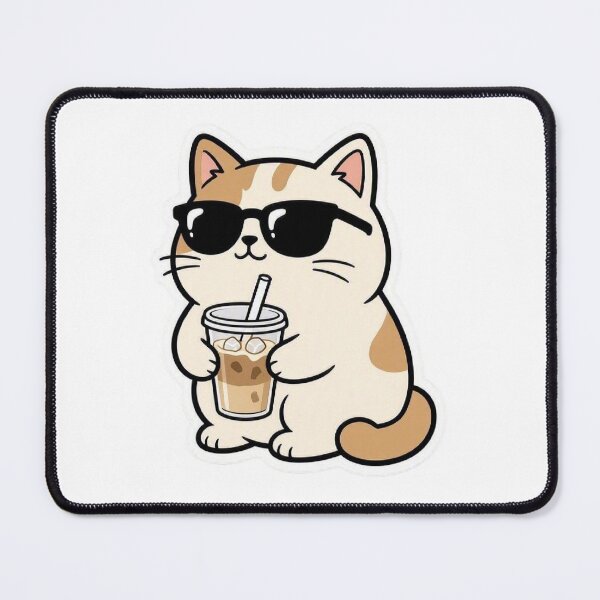 Item preview, Cute Cat Drinking Iced Coffee Sunglasses designed and sold by BobaCatDesign.