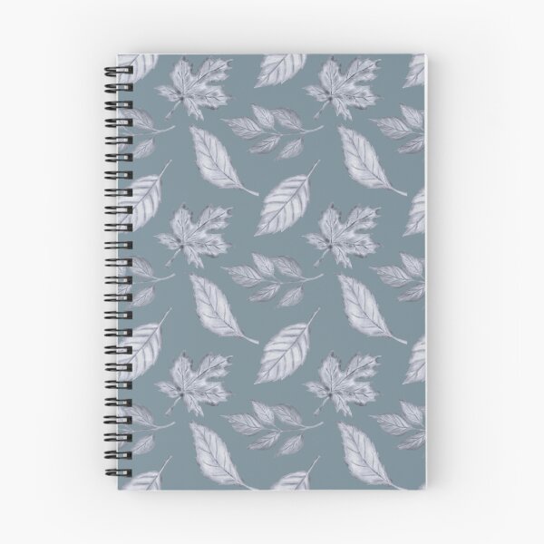 Item preview, White Leaf Pattern on Dusty Blue | Minimal Botanical Art designed and sold by ​Jyoti Digital Artist.