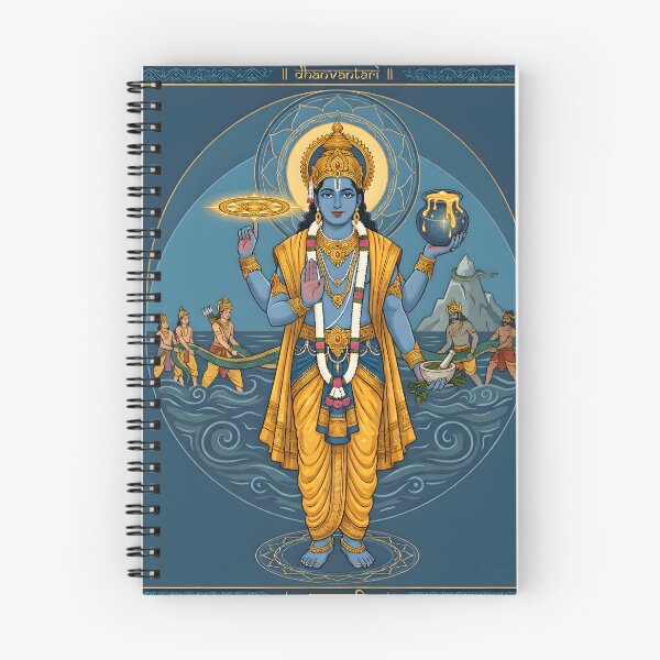 Item preview, Dhanvantari God of Ayurveda Traditional Hindu Art designed and sold by hutofdesigns.