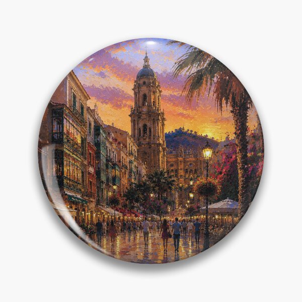 Item preview, Malaga by night painting, Spain – A Beautiful city in Europe. designed and sold by GalleryKauffeld.