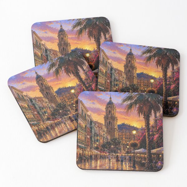 Item preview, Malaga by night painting, Spain – A Beautiful city in Europe. designed and sold by GalleryKauffeld.