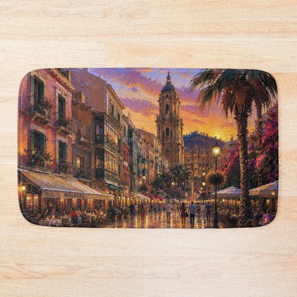 Item preview, Malaga by night painting, Spain – A Beautiful city in Europe. designed and sold by GalleryKauffeld.
