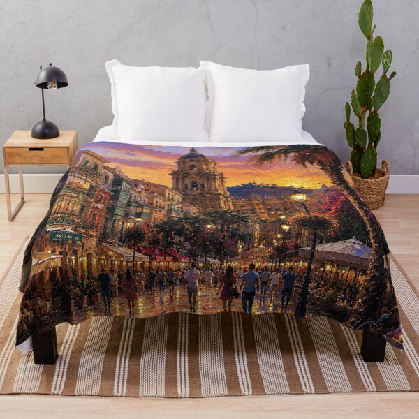 Item preview, Malaga by night painting, Spain – A Beautiful city in Europe. designed and sold by GalleryKauffeld.