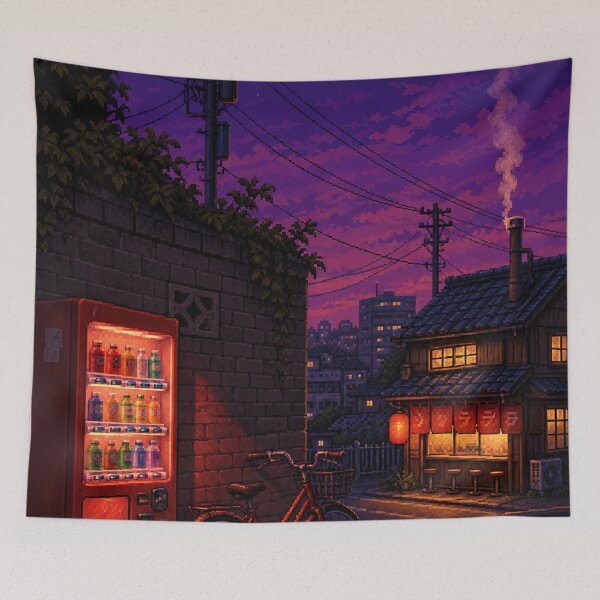 Item preview, Pixel Art Cityscape: Showa Street Corner designed and sold by bapupa.