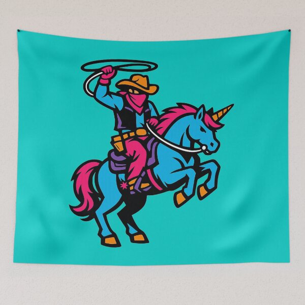 Item preview, Neon Cowboy Riding a Unicorn – Wild West Rodeo Lasso designed and sold by KungPowUnicorn.