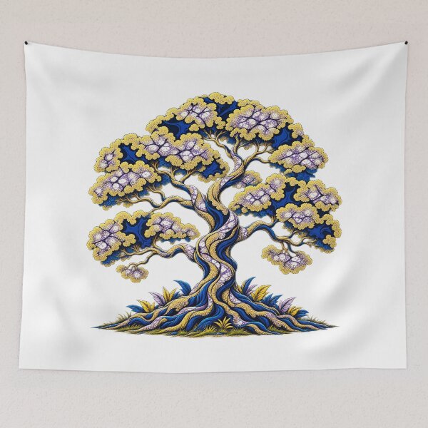 Item preview, Royal Blue and Gold Tree of Life – Elegant African Inspired Botanical Art designed and sold by Awarrie.