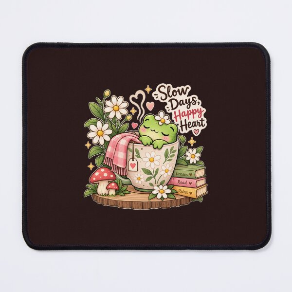 Item preview, Slow Days, Happy Heart – Cozy Frog & Floral Illustration designed and sold by Ishratparween11.