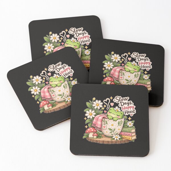 Item preview, Slow Days, Happy Heart – Cozy Frog & Floral Illustration designed and sold by Ishratparween11.
