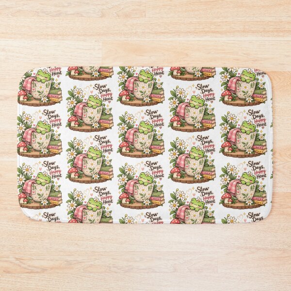 Item preview, Slow Days, Happy Heart – Cozy Frog & Floral Illustration designed and sold by Ishratparween11.