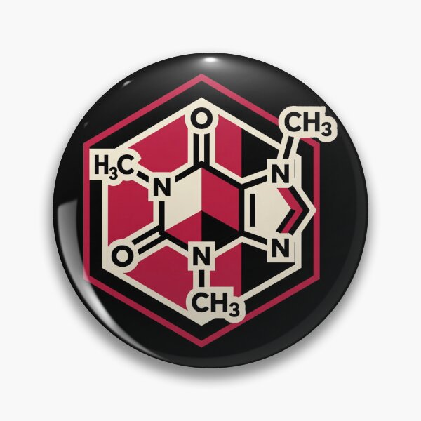 Item preview, Caffeine Molecule Hexagon Badge Chemistry Coffee Lover Geometric Aesthetic designed and sold by mood-draftsman.