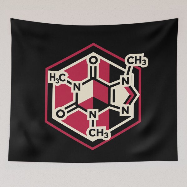 Item preview, Caffeine Molecule Hexagon Badge Chemistry Coffee Lover Geometric Aesthetic designed and sold by mood-draftsman.