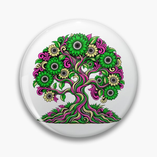 Item preview, Emerald Floral Tree of Life – Vibrant Pink and Green Botanical Art designed and sold by Awarrie.