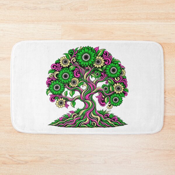 Item preview, Emerald Floral Tree of Life – Vibrant Pink and Green Botanical Art designed and sold by Awarrie.