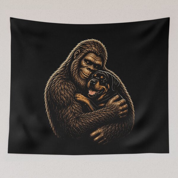 Item preview, Bigfoot and Rottweiler embrace design designed and sold by rafaeltto.