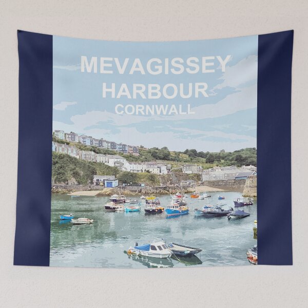 Item preview, Mevagissey Cornwall.  Cornish Travel poster Uk designed and sold by BarbaraGlebska.