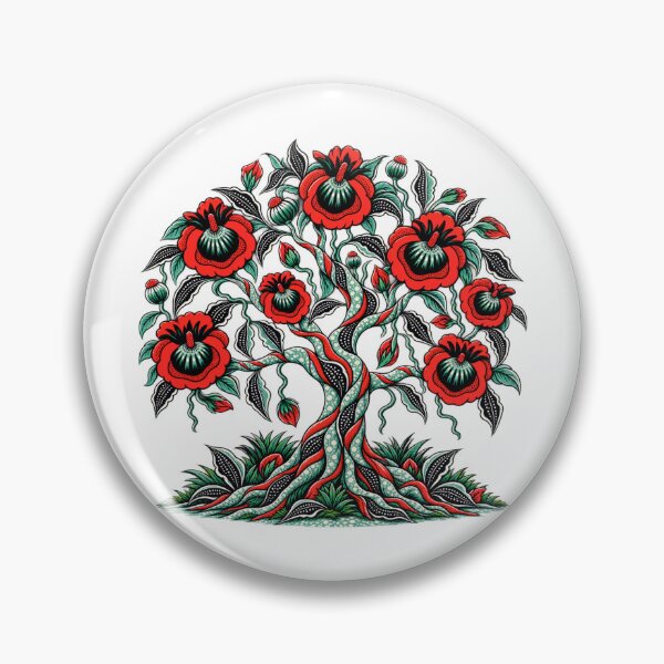 Item preview, Scarlet Floral Tree of Life – Red, Black & Mint Botanical Art designed and sold by Awarrie.