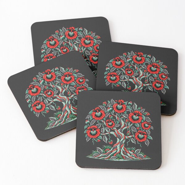 Item preview, Scarlet Floral Tree of Life – Red, Black & Mint Botanical Art designed and sold by Awarrie.